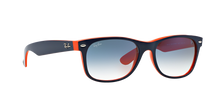 טען תמונה לגלריה, משקפי שמש Ray-Ban New Wayfarer RB2132 – כחול על כתום / עדשות כחול מדורג שקוף (789/3F)