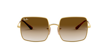 טען תמונה לגלריה, משקפי שמש Ray-Ban Square 1971 Classic RB1971 – זהב Arista מבריק / עדשות חום בהיר מדורג (9147/51)
